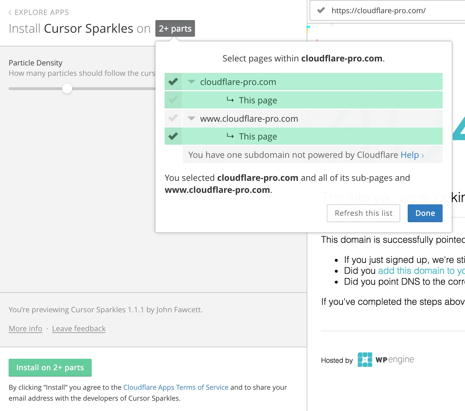 Custom Page Selection for Cloudflare Apps