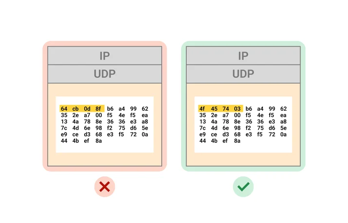 An illustration of UDP packet contents. A user can define a valid payload and reject traffic that doesn’t match the defined pattern.